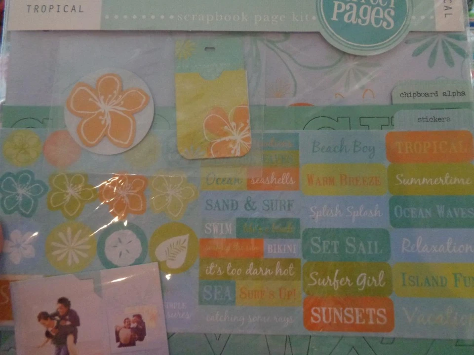 Kit de páginas perfectas TROPICAL playa álbum de recortes tarjetas manualidades Foto 1 de 2