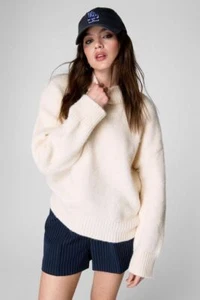 BNWT NastyGal Turtleneck Sweater Ecru Size: M RRP:£32.00 - Picture 1 of 4