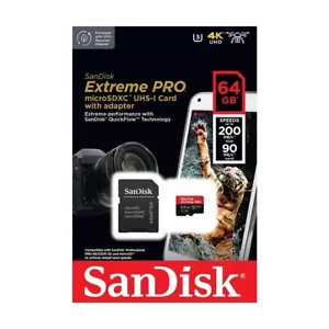 SanDisk Extreme Pro microSDXC 64GB 200MB/s Memory Card With Adapter - Picture 1 of 4