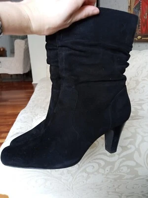 Coldwater Creek Leather Black Ankle Boots Sz 9 1/2 Womens  Shoes Beautiful - Image 1 of 4