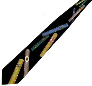 Men Necktie Cigar Tobacco Enthusiast Art Tie Novelty100% Silk Hand Painted - Picture 1 of 10