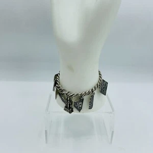 Vintage Sterling Silver States Travel Charm Bracelet Disneyland Castle 7" - Picture 1 of 17