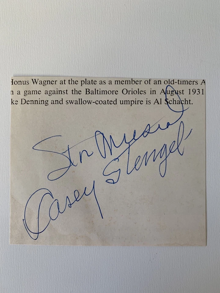 Casey Stengel Stan Musial Signed Autograph Cut PSA DNA j2f1c - Image 1 of 2