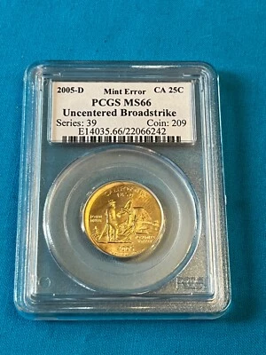 2005-D Mint Error PCGS MS66 Quarter CA 25C Broadstrike - Image 1 of 2