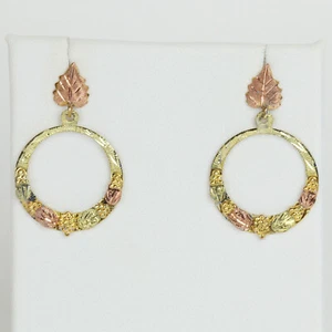 10k/12k Yellow, Black Hills Gold Women's Dangle Stud Earrings - Picture 1 of 2