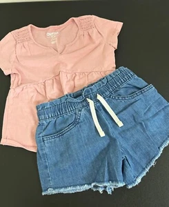 OshKosh 2-Piece Shirt and Denim Short Set (Size 6/6x) - Picture 1 of 1