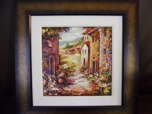 Framed Original Painting Village Scene Signed "D. Yuan" - Picture 1 of 8