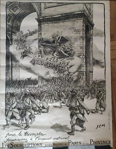 Affiche Originale Emprunts de défense Nationale - SEM - victoire - 1918 - Picture 1 of 1