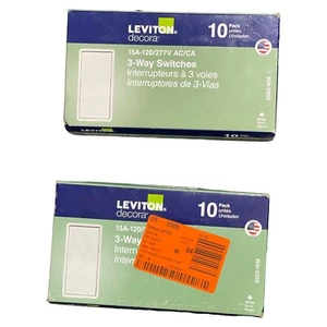LEVITON Decora 3-way Switch.15A-120/277V AC/CA+ 5603-WM (20 Switches) - Picture 1 of 7