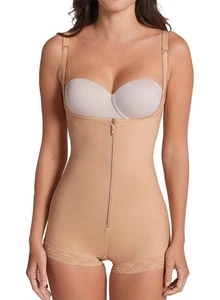 Leonisa Womens Firm Compression Open Bust Body Shaper Boyshorts 4XL Beige - Picture 1 of 6