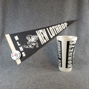 VTG 1990s New Lothrop Hornets High School Pennant-button-20 Oz Cup  - Picture 1 of 24