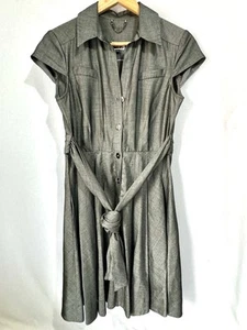 Hobbs NW3 women’s Size 10 Grey Shirt knee length Business Dress Tie waist button - Picture 1 of 14