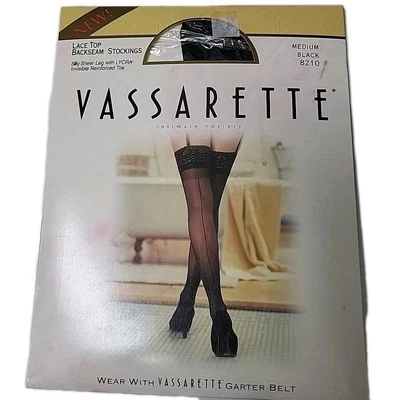 Medias Vassarette negras encaje costura trasera medias medianas 8210 íntimas sedosas Foto 1 de 4