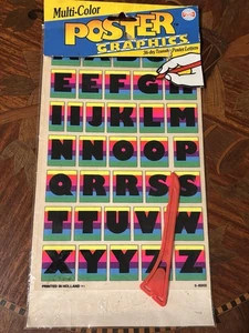 Cartel gráfico multicolor vintage 36 letras de transferencia seca - Imagen 1 de 2