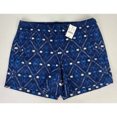 NUEVO Mujer J. Pantalones Cortos Chinos Crew Ikat Aztec 5" Entrepierna Algodón Gráfico Tejido 2 Foto 1 de 4