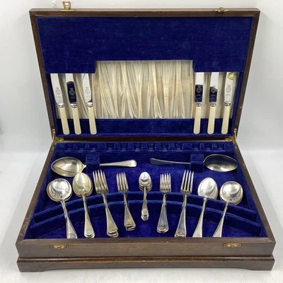 Vintage EPNS A1 Stainless & Bakelite 38 Pc Cutlery Set in Wood Case (H5) NS#8610 - Image 1 of 4
