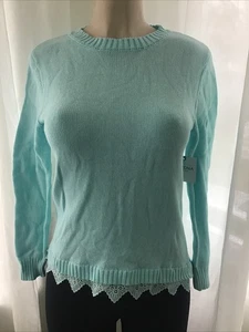 Maglione pullover Arizona Cable Knit blu medio 10/12 nuovo con etichetta - Foto 1 di 5