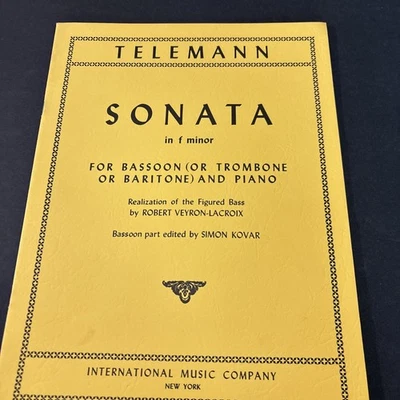 Sonata Telemann en Fa Menor para fagot y piano partituras trombón barítono Foto 1 de 2