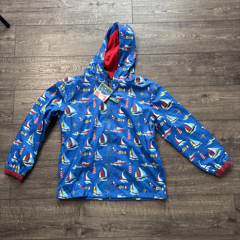 ABRIGO IMPERMEABLE Stephen Joseph estampado náutico talla 7/8 Nuevo con etiquetas Foto 1 de 4