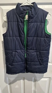 Lands End Kids Puffer Vest Navy Blue/ Green Youth M (10-12) - Picture 1 of 7