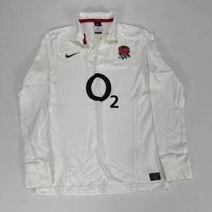 NIKE England Rugby Jersey Mens Small White Embroidered Detailed Logo Swoosh - Foto 1 di 10