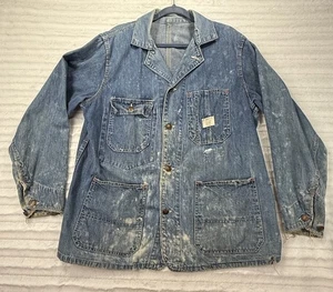 Vintage Big Mac Denim Chore Mantel Jacke Baumwolle Union Made JC Penney Thrashed - Bild 1 von 12