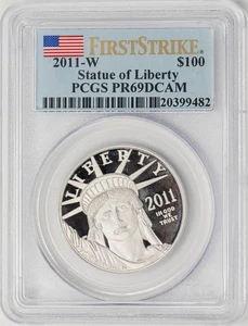 2011-W $100 American Platinum Eagle Statue of Liberty First Strike PR69DCAM PCGS - Picture 1 of 5