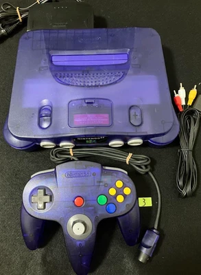 Nintendo64 NUS-001 midnight blue Rare Controller ACadapter AVcable used japan - Image 1 of 4