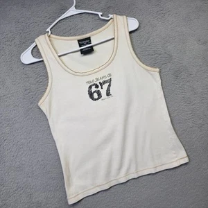 Camiseta sin mangas vintage Y2K Polo Ralph Lauren Jeans para mujer M marfil 67 babydoll recortado - Imagen 1 de 9