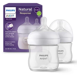 Philips Avent Natural Response Baby Bottle 2Pk 125ml BPA Free Anti Colic - Picture 1 of 9