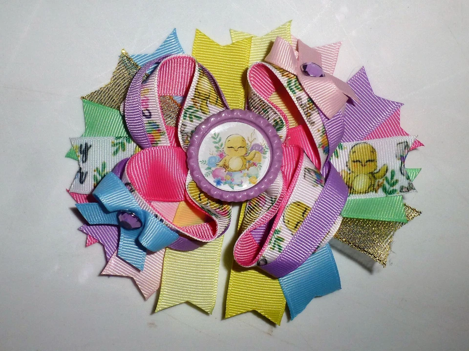 NUEVO Conejito de Pascua Conejo Pollito Huevo Niñas 5 Pulgadas Clip de Moño de Pelo Foto 1 de 1