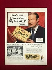 1950, Bob Hope, "Whitman's" Candy Ad  (Scarce / Vintage)