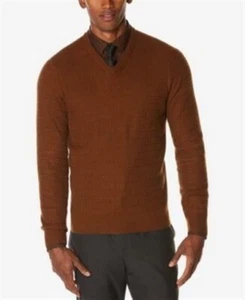 Perry Ellis Men's Loop pattern V Neck Burgundy Sweater XL Pullover Shirt - Picture 1 of 1