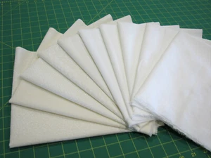 10 Fat Quarters Quilt Cotton Fabric Lot - Tone on Tone White Off White A2 - Picture 1 of 3