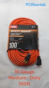 CAROL 100Ft 16Gauge Orange Heavy-Duty Cord 16/3 SJTW - Picture 1 of 3