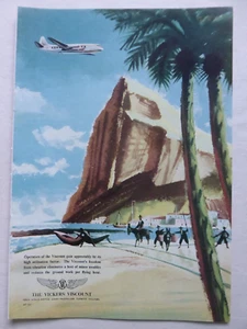 10/1951 PUB VICKERS VISCOUNT AIRLINER GIBRALTAR ORIGINAL ANZEIGE - Bild 1 von 1
