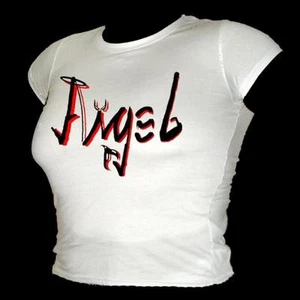 Unique ANGEL~ DEVIL 2 way reflection HEN NIGHT Ladies T-Shirt (ANGEL) - Picture 1 of 2