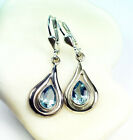 Elegante Ohrringe /Ohrhänger aus Silber 925 mit echtem blauen Topas / Handarbeit