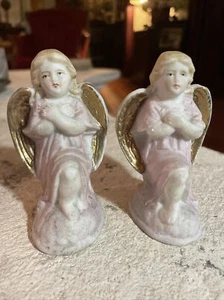 2 Antique French Angel Figurine Bisque Porcelain France , Late 1800’s Angels - Picture 1 of 12