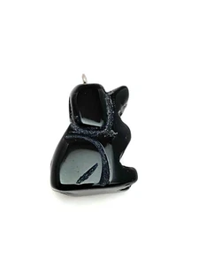 Colgante pequeño de ágata negra natural tallada con piedras preciosas para perro, 28,65 quilates (0,2 oz) - Imagen 1 de 1