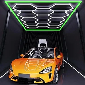 Rote Rahmen LED Sechseck Garage Deckenleuchte Auto Showroom Auto Studio DE - Picture 1 of 27