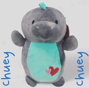 Authentic Squishmallows Hug Mees Chuey The Dinosaur 12" Stuffed Plush Dark Grey - Picture 1 of 9