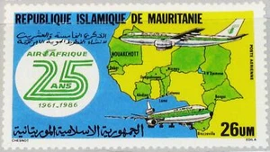 MAURITANIA MAURETANIEN 1986 883 C251 25th Air Africa Airline Fluglinien Airplane - Picture 1 of 1