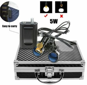 3.5X Dental Binocular Loupes with 5W LED Head Light + Filter Belt Clip Box Black - Picture 1 of 12