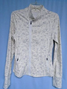 Zyia Active Women White Alphabetic Pattern Side Full Zip Jacket Sz M - Picture 1 of 6
