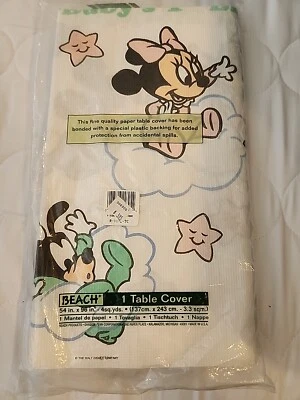 Vintage Disney Baby Mickey Minnie Pluto Table Cover Baby Shower Gender Reveal - Image 1 of 3