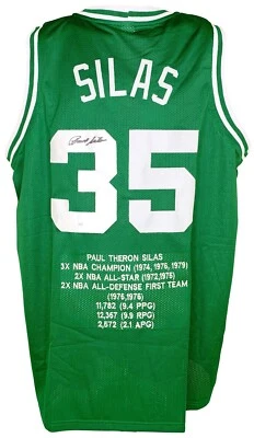 Paul Silas autographed signed jersey NBA Boston Celtics JSA COA Denver Nuggets - Image 1 of 4