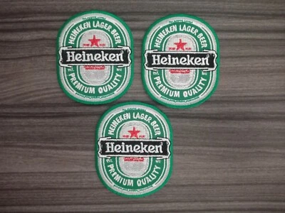 3 pcs Heineken BEERS Patch Iron on Embroidered or Sew on Shirt Jacket Hat Bag - Image 1 of 4