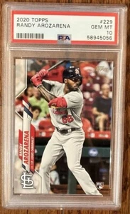 2020 Topps RANDY AROZARENA Rookie RC #229 PSA 10 GEM MINT - St. Louis Cardinals - Foto 1 di 2