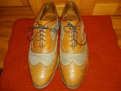 Zapatos Oxford Allen Edmonds Verde Oliva y Cuero Punta de Ala-9 1/2 Estilo D-Hipster Foto 1 de 4